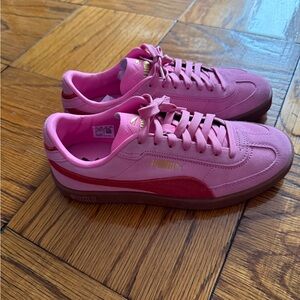 Puma Pink and Red Suede Platform Sneakers